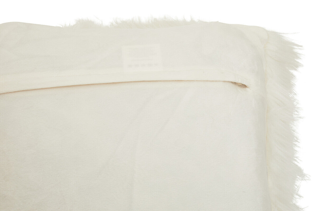 Orsina Lamina Cream Square Faux Fur Cushion with Feather Inner