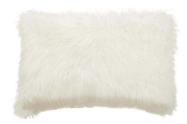 Orsina Lamina Cream Faux Fur Cushion – Plush Decorative Pillow