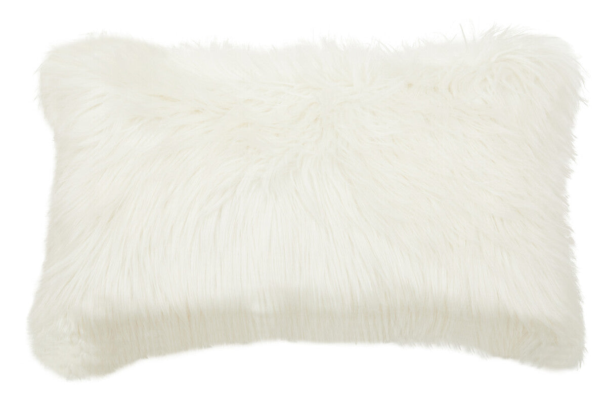 Orsina Lamina Cream Faux Fur Cushion – Plush Decorative Pillow