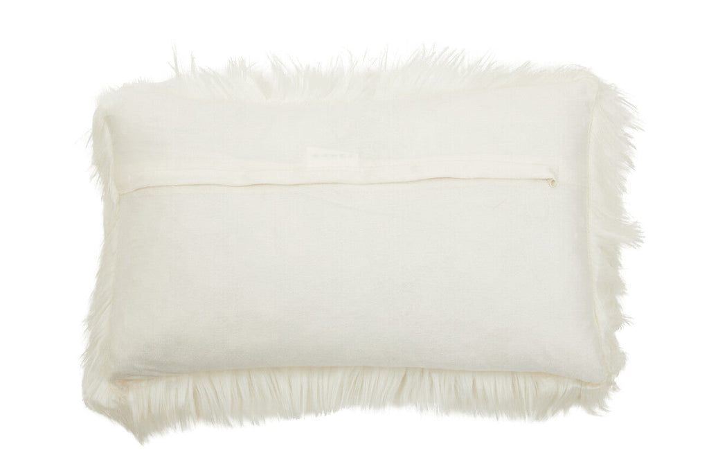 Orsina Lamina Cream Faux Fur Cushion – Plush Decorative Pillow