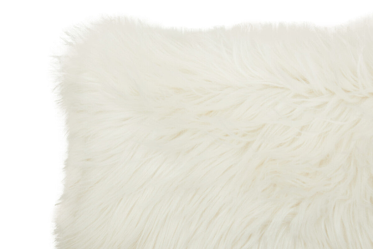 Orsina Lamina Cream Faux Fur Cushion – Plush Decorative Pillow