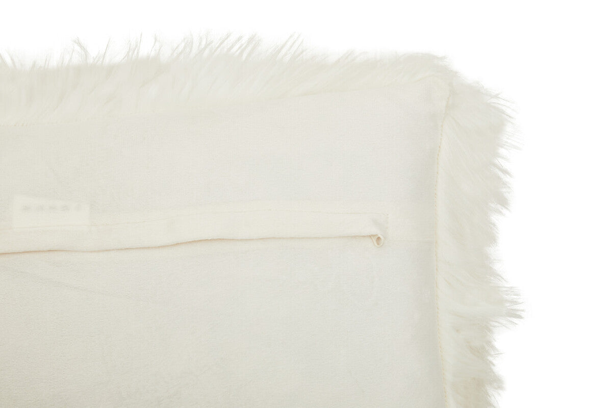 Orsina Lamina Cream Faux Fur Cushion – Plush Decorative Pillow