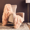 Orsina Lamina Pink Throw – Plush Faux Fur Soft Blanket for Home Decor