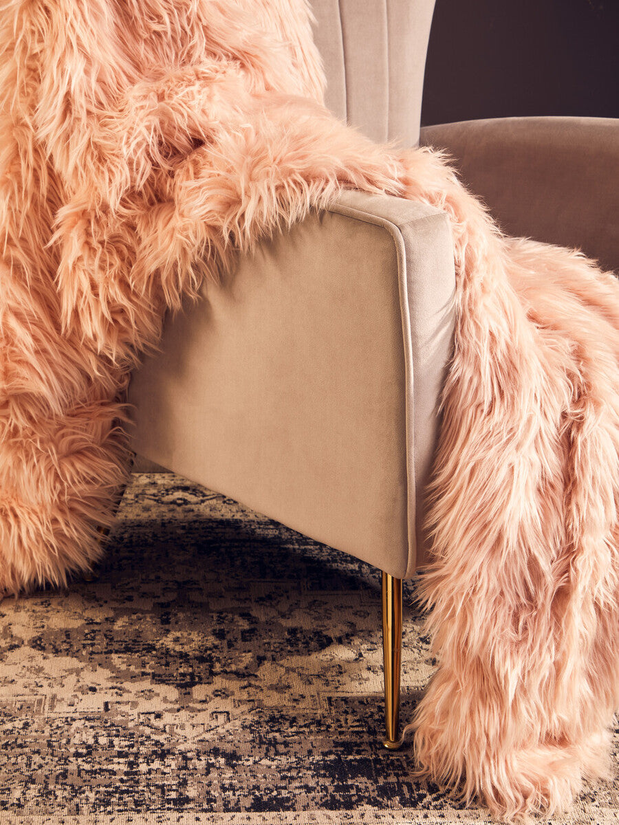 Orsina Lamina Pink Throw – Plush Faux Fur Soft Blanket for Home Decor
