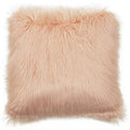 Orsina Mongolian Faux Fur Square Cushion – Plush Blush Pink Pillow