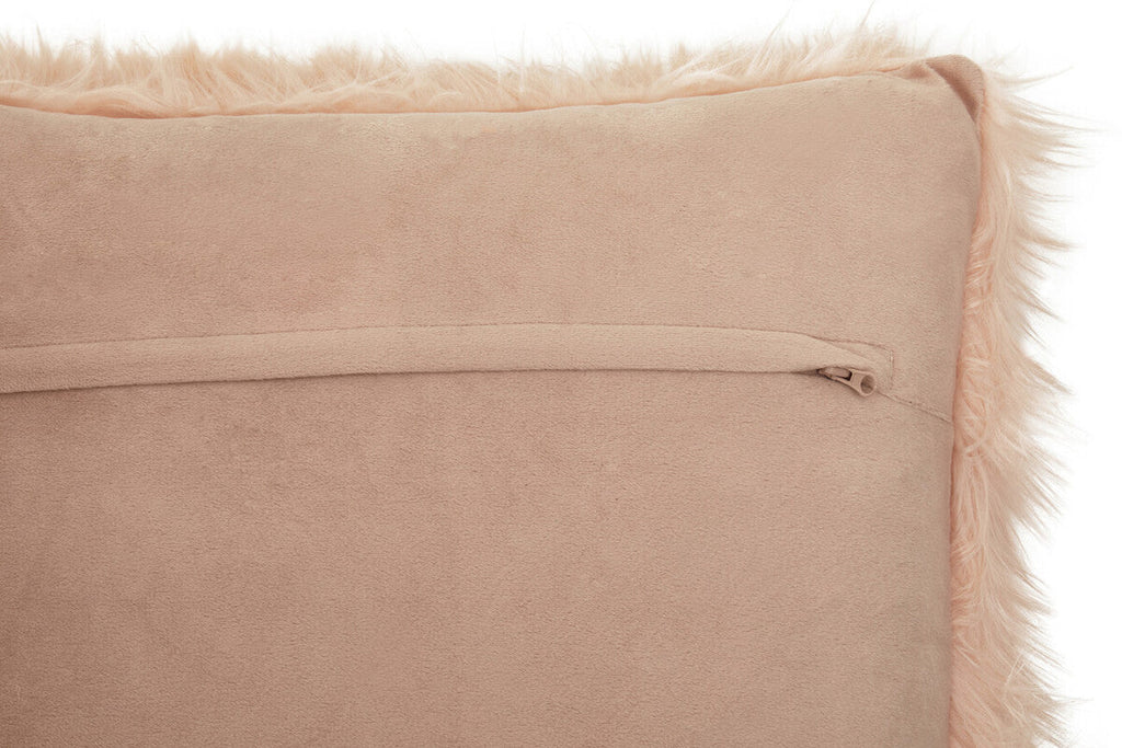 Orsina Mongolian Faux Fur Square Cushion – Plush Blush Pink Pillow