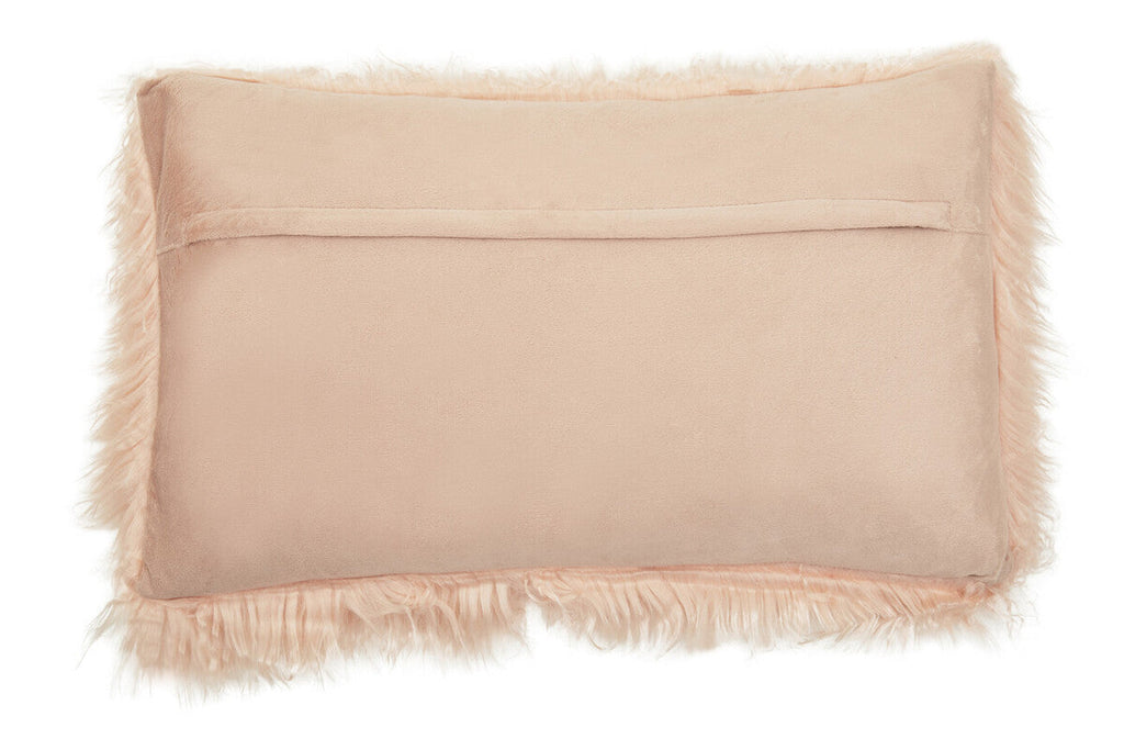 Orsina Pink Mongolian Faux Fur Rectangular Cushion | Plush Pillow