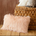 Orsina Pink Mongolian Faux Fur Rectangular Cushion | Plush Pillow