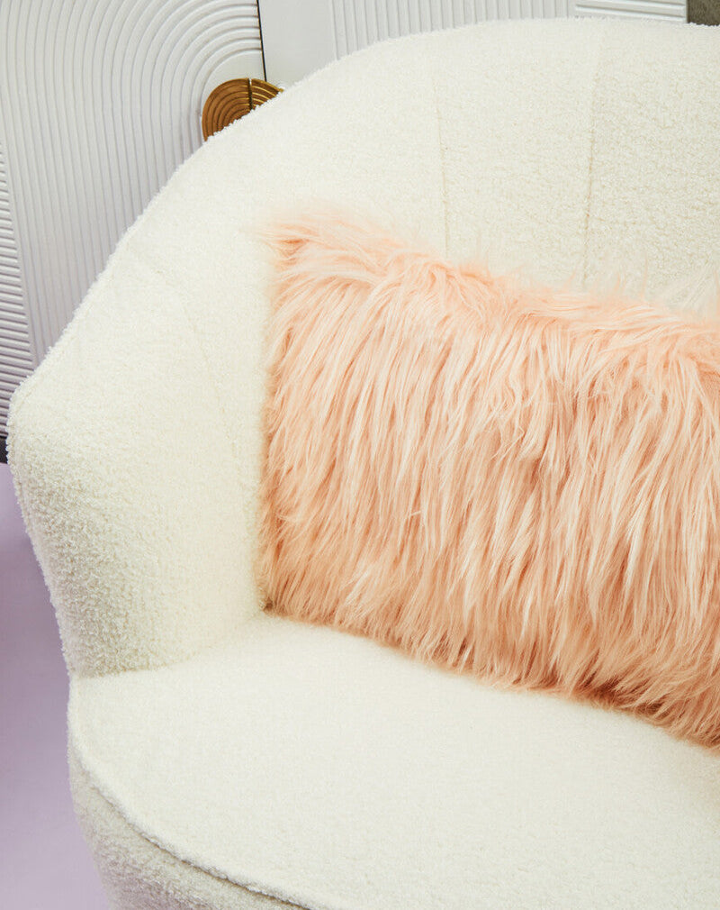 Orsina Pink Mongolian Faux Fur Rectangular Cushion | Plush Pillow