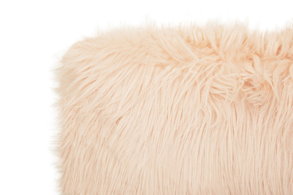 Orsina Pink Mongolian Faux Fur Rectangular Cushion | Plush Pillow