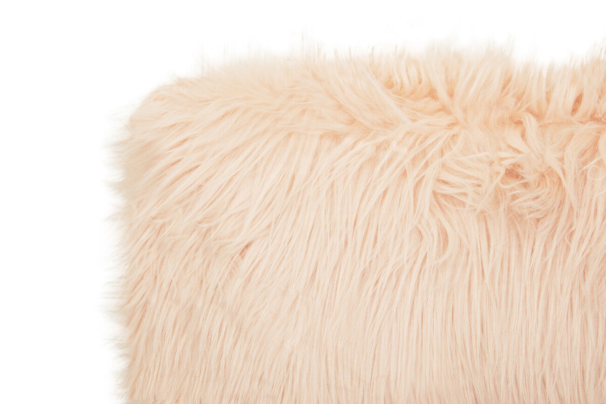 Orsina Pink Mongolian Faux Fur Rectangular Cushion | Plush Pillow