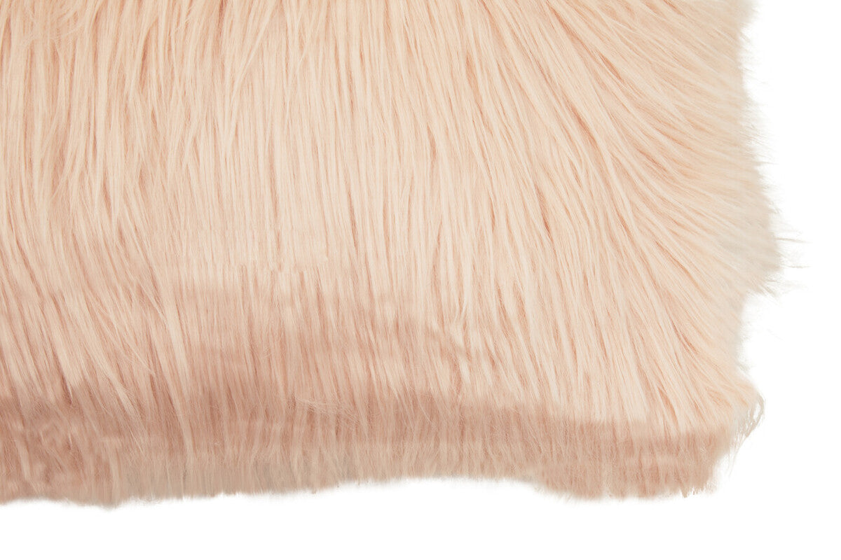 Orsina Pink Mongolian Faux Fur Rectangular Cushion | Plush Pillow