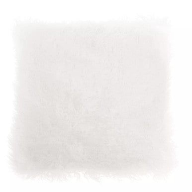 Orsina White Mongolian Fur Square Cushion – Genuine Lamb Fur Pillow
