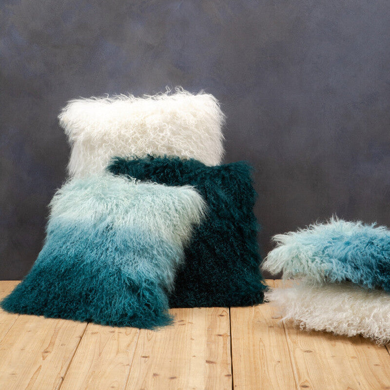 Orsina White Mongolian Fur Square Cushion – Genuine Lamb Fur Pillow