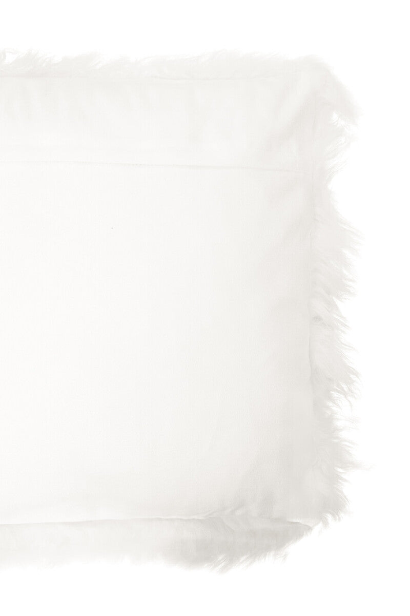 Orsina White Mongolian Fur Square Cushion – Genuine Lamb Fur Pillow