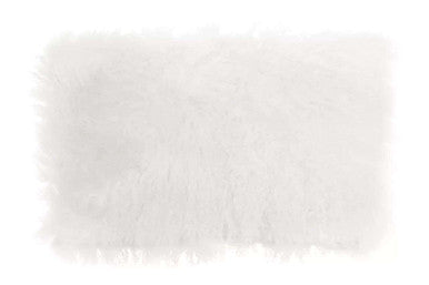 Orsina White Mongolian Fur Rectangular Cushion – Real Lamb Fur Pillow
