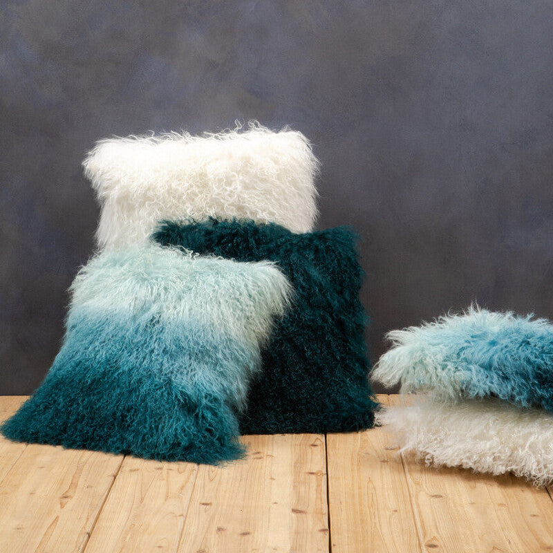 Orsina White Mongolian Fur Rectangular Cushion – Real Lamb Fur Pillow