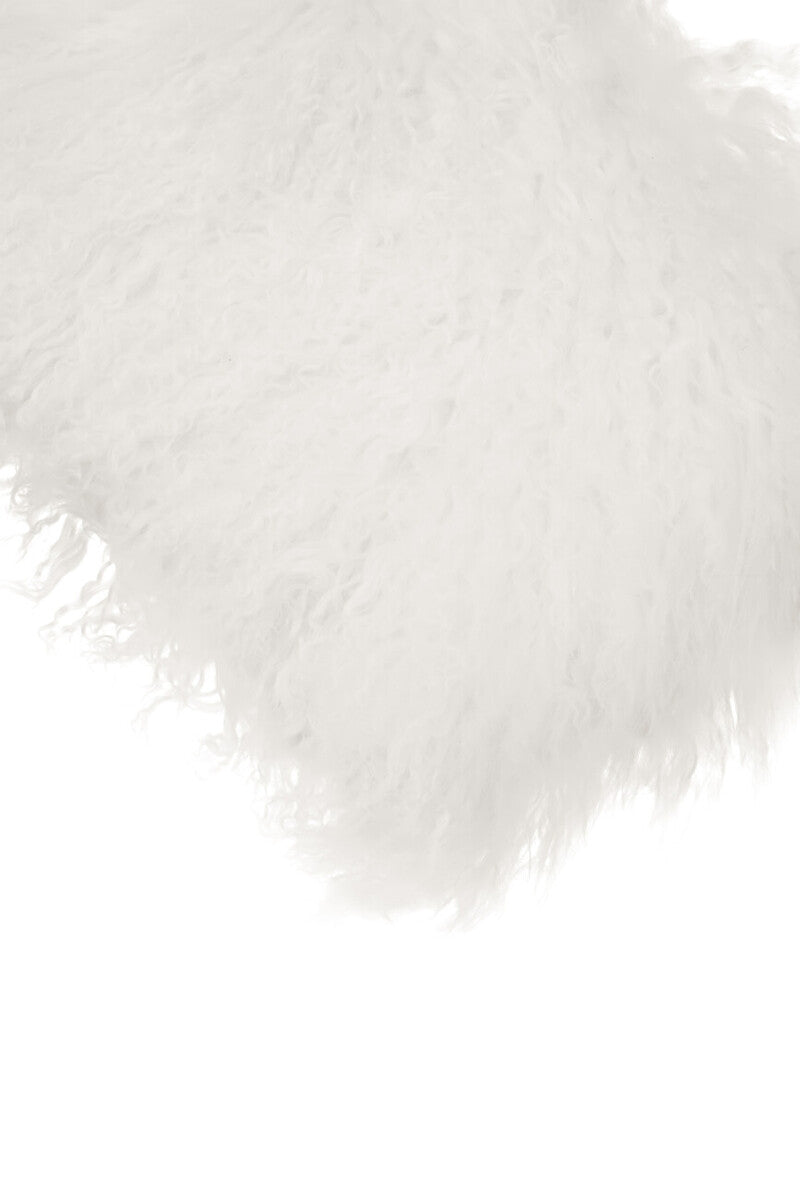 Orsina White Mongolian Fur Rectangular Cushion – Real Lamb Fur Pillow