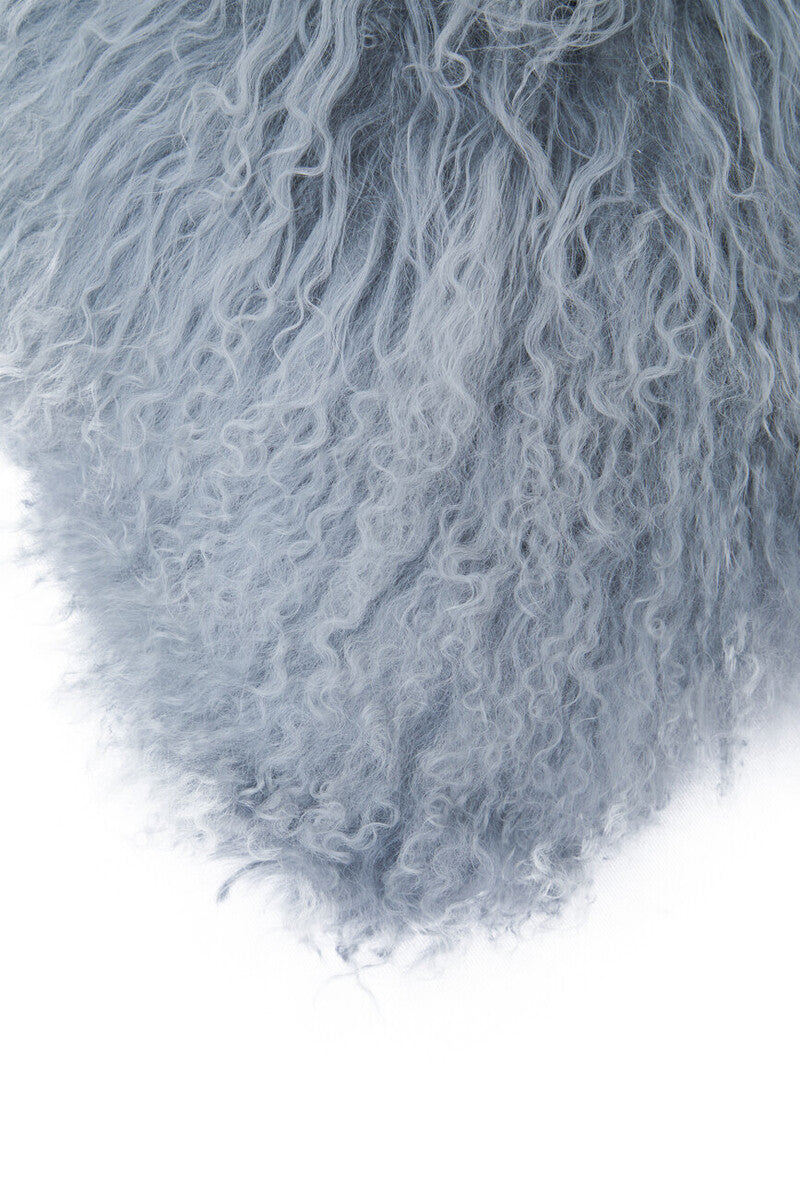 Orsina Bosie Grey Mongolian Fur Square Cushion | Genuine Lamb Fur