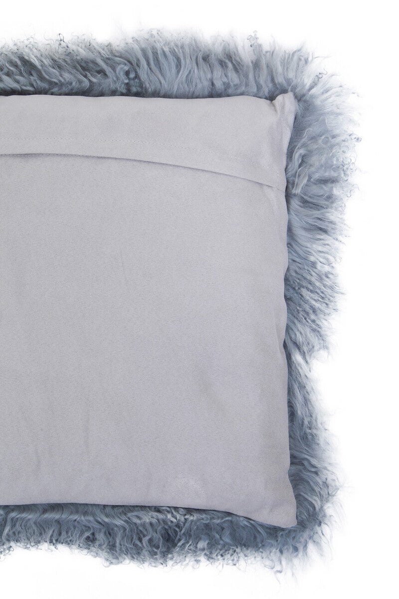 Orsina Bosie Grey Mongolian Fur Square Cushion | Genuine Lamb Fur
