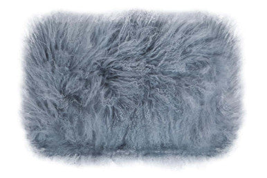 Orsina Bosie Grey Mongolian Fur Rectangular Lumbar Accent Cushion