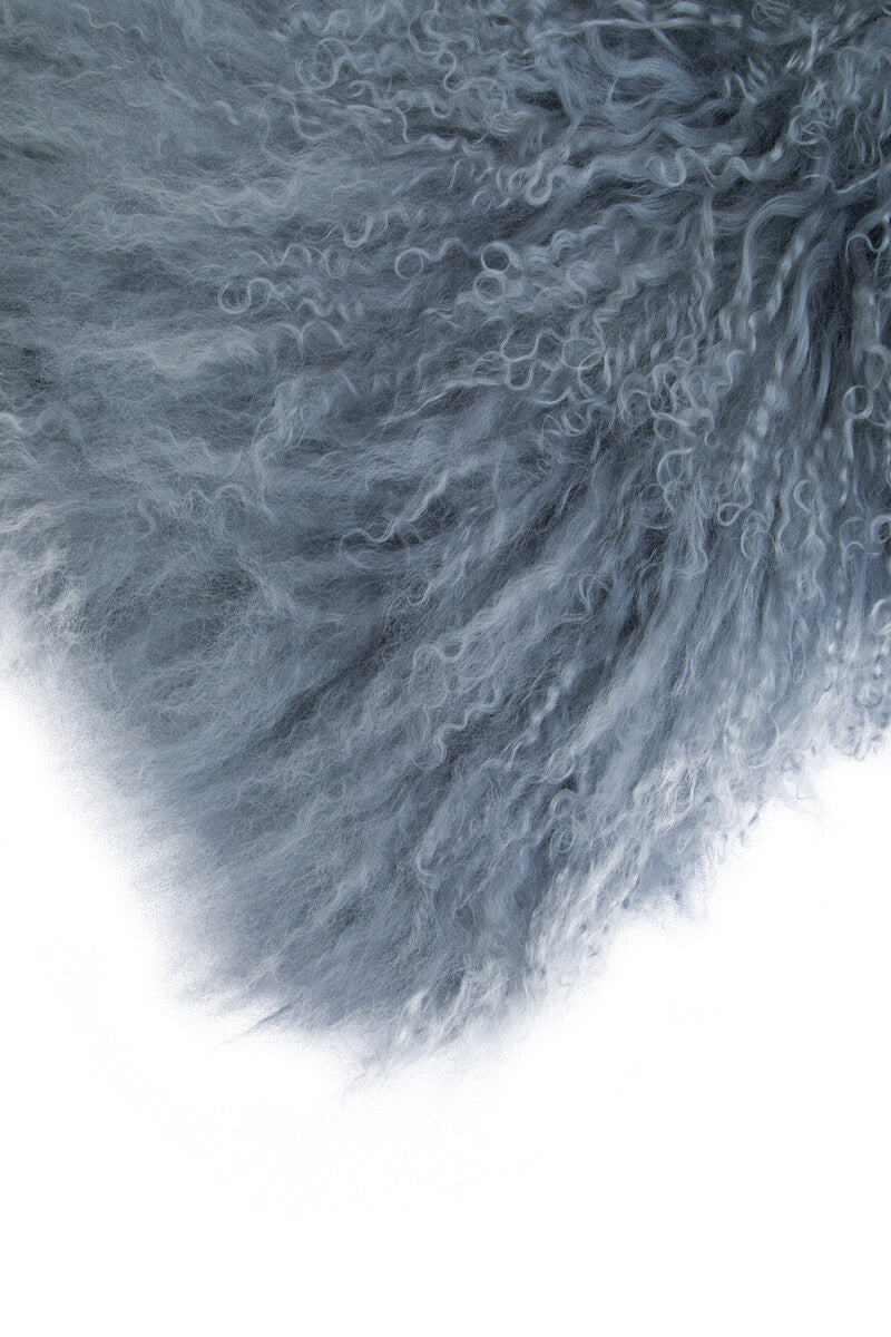 Orsina Bosie Grey Mongolian Fur Rectangular Lumbar Accent Cushion