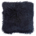 Orsina Mongolian Fur Square Cushion – Black Real Lamb Fur Pillow