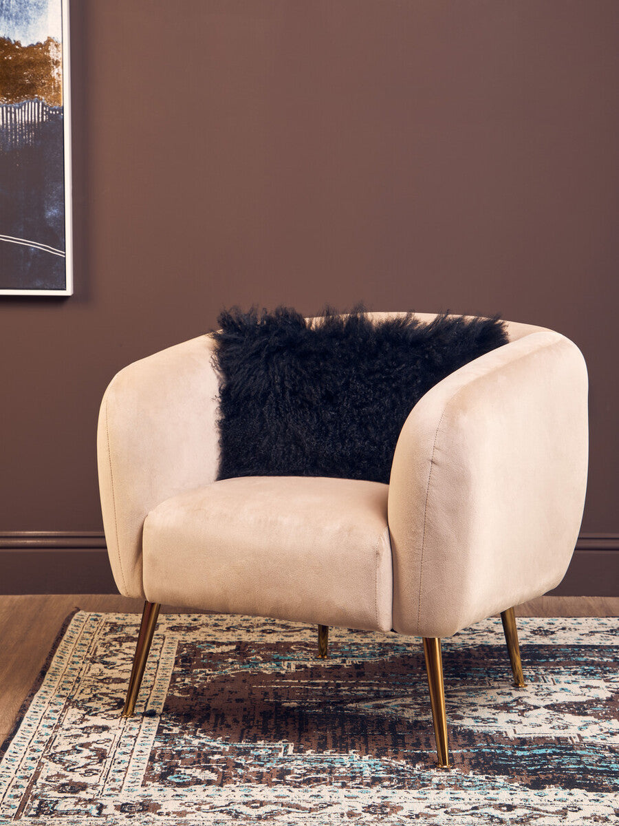 Orsina Black Mongolian Fur Rectangular Lumbar Cushion – Genuine Lamb Fur