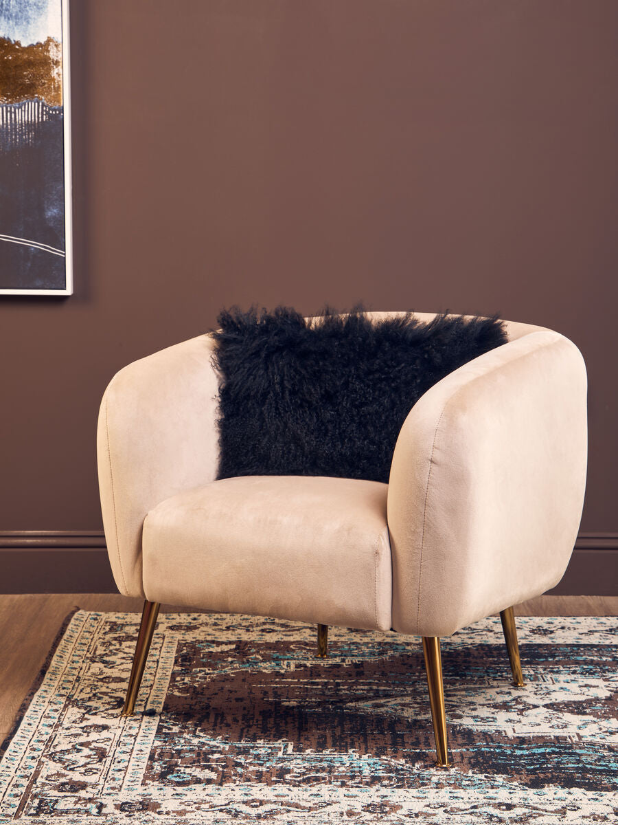 Orsina Black Mongolian Fur Rectangular Lumbar Cushion – Genuine Lamb Fur