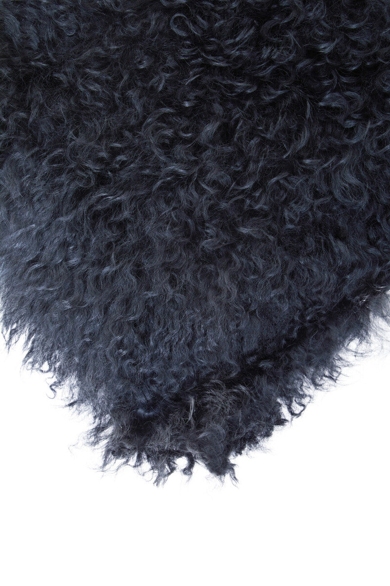 Orsina Black Mongolian Fur Rectangular Lumbar Cushion – Genuine Lamb Fur