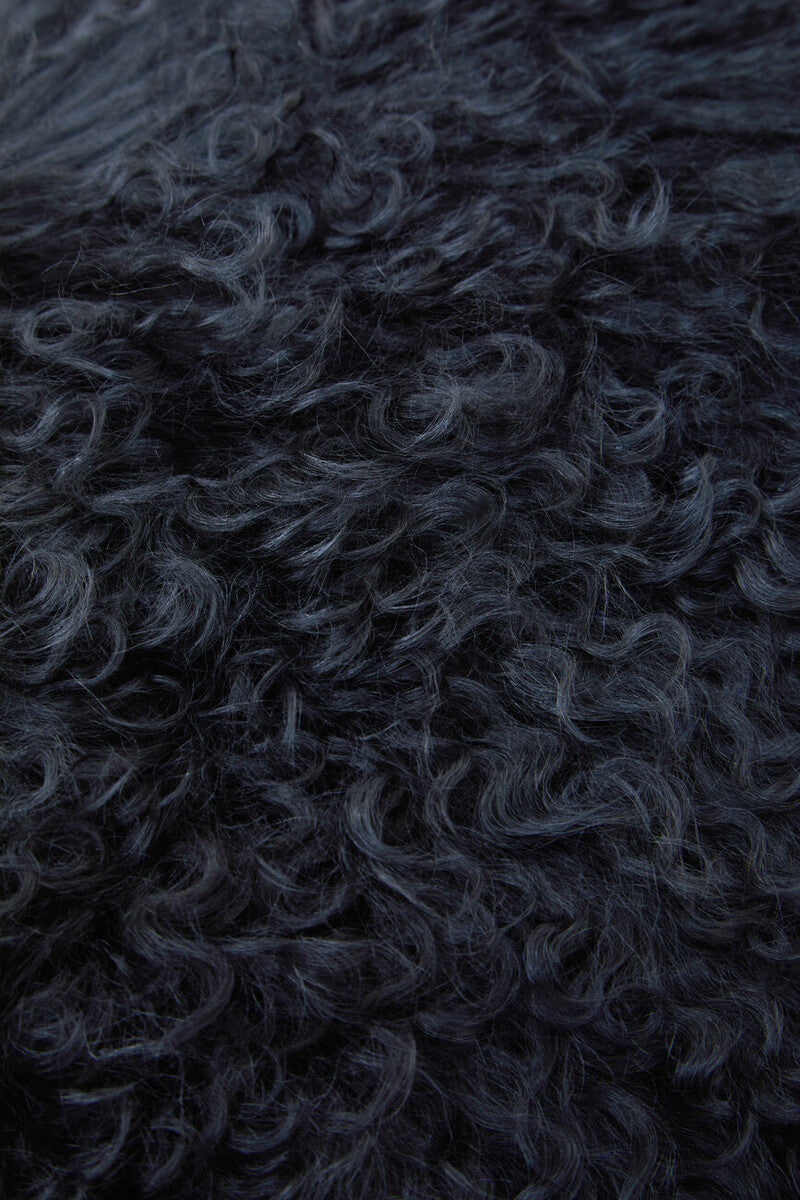 Orsina Black Mongolian Fur Rectangular Lumbar Cushion – Genuine Lamb Fur
