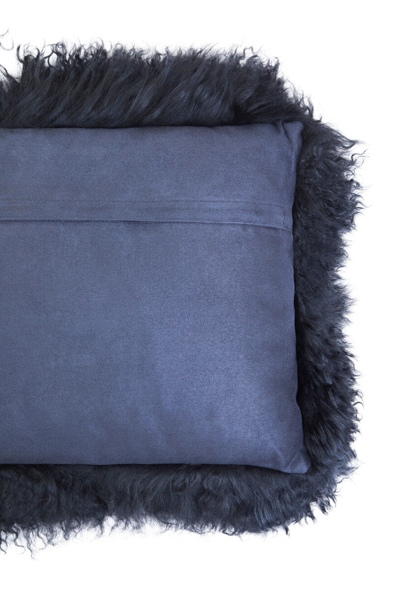 Orsina Black Mongolian Fur Rectangular Lumbar Cushion – Genuine Lamb Fur