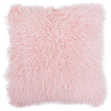 Orsina Pink Mongolian Lamb Fur Square Cushion – Real Fur Throw Pillow