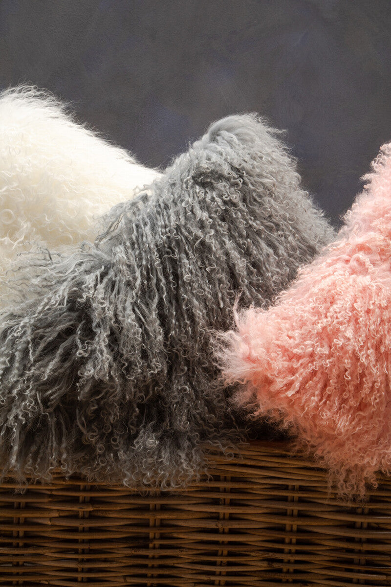 Orsina Pink Mongolian Lamb Fur Square Cushion – Real Fur Throw Pillow