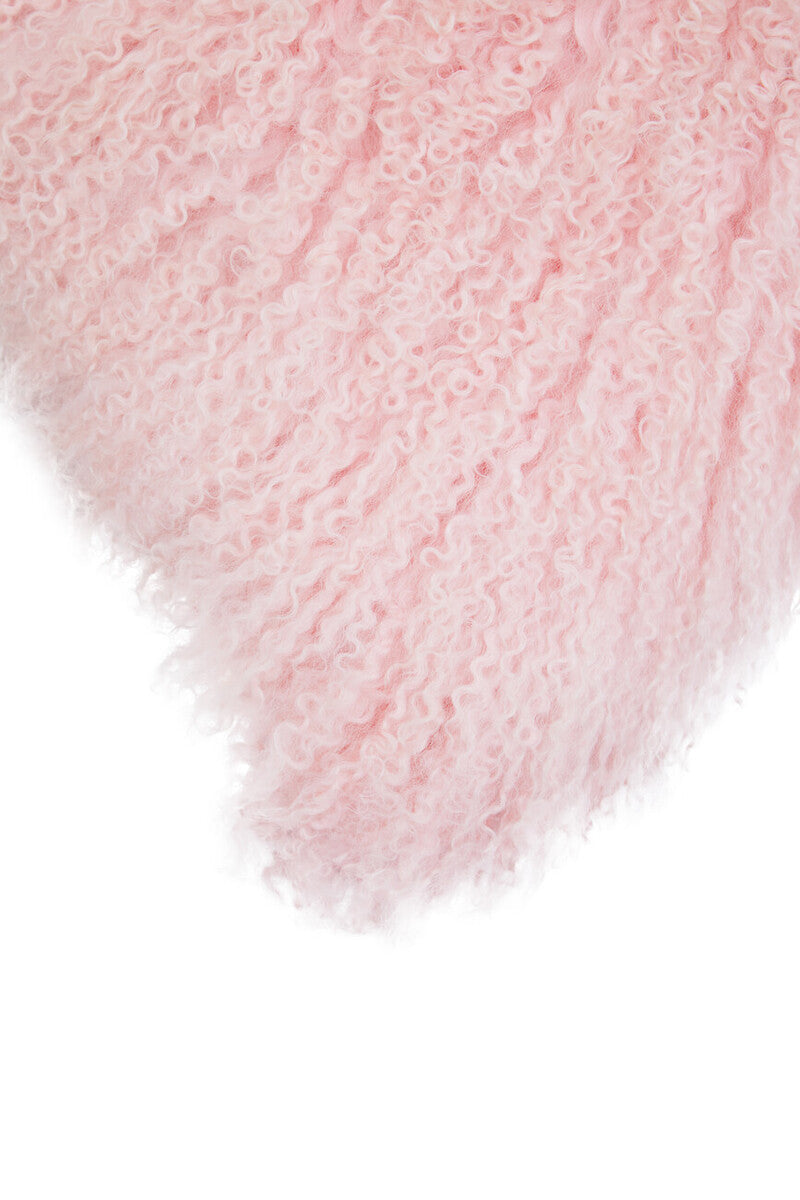 Orsina Pink Mongolian Lamb Fur Square Cushion – Real Fur Throw Pillow