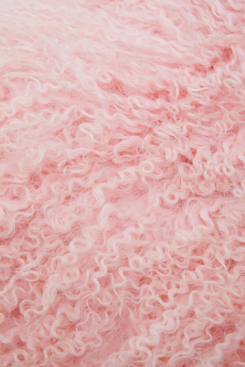 Orsina Pink Mongolian Lamb Fur Square Cushion – Real Fur Throw Pillow