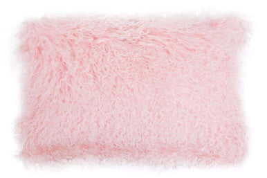 Orsina Pink Mongolian Fur Rectangular Lumbar Cushion – Real Lamb Fur