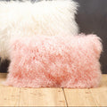 Orsina Pink Mongolian Fur Rectangular Lumbar Cushion – Real Lamb Fur