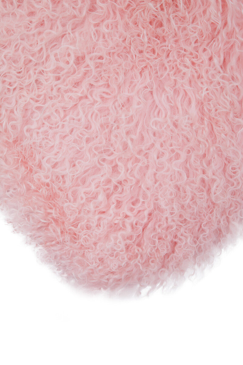 Orsina Pink Mongolian Fur Rectangular Lumbar Cushion – Real Lamb Fur