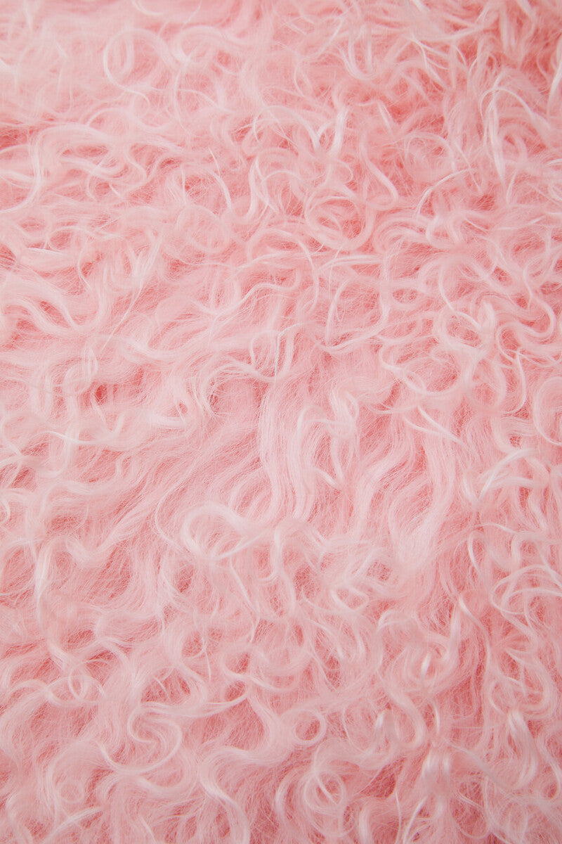 Orsina Pink Mongolian Fur Rectangular Lumbar Cushion – Real Lamb Fur