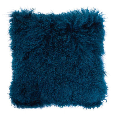 Orsina Teal Mongolian Lamb Fur Square Cushion – Real Fur Accent Pillow
