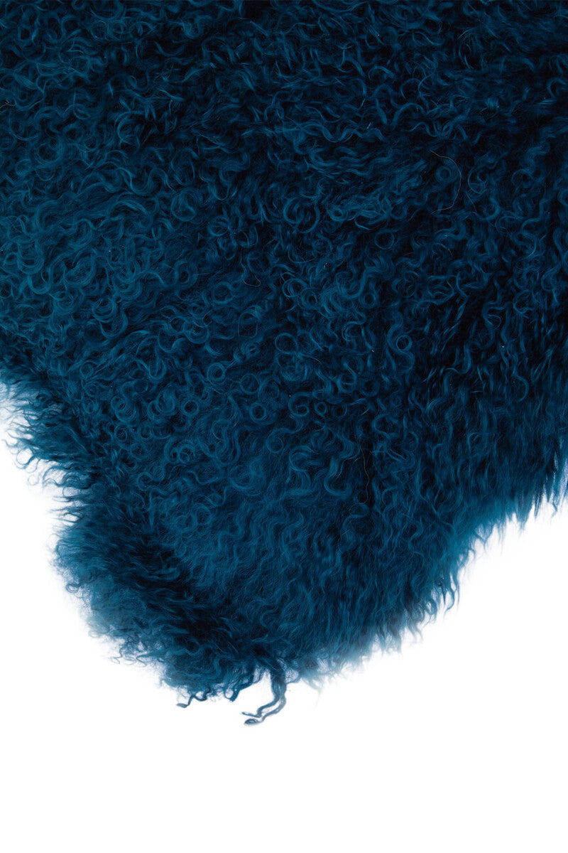 Orsina Teal Mongolian Lamb Fur Square Cushion – Real Fur Accent Pillow