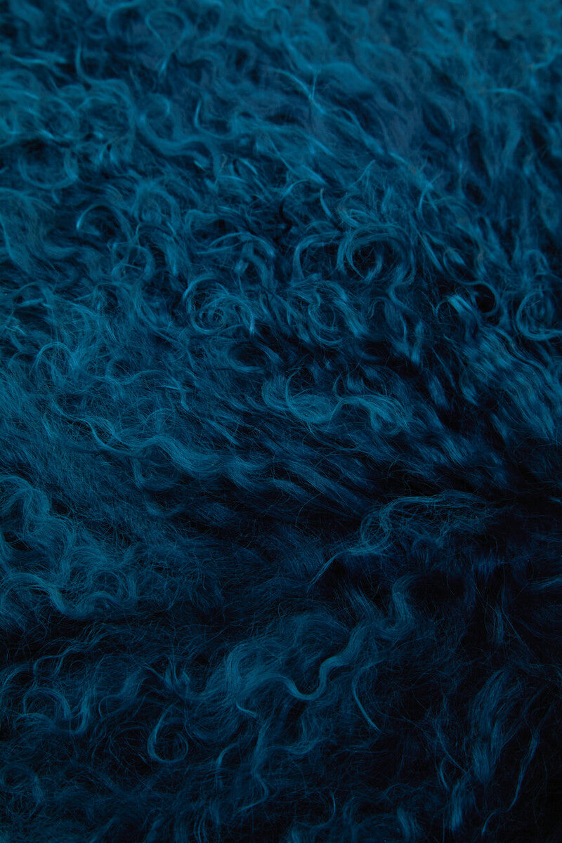 Orsina Teal Mongolian Lamb Fur Square Cushion – Real Fur Accent Pillow