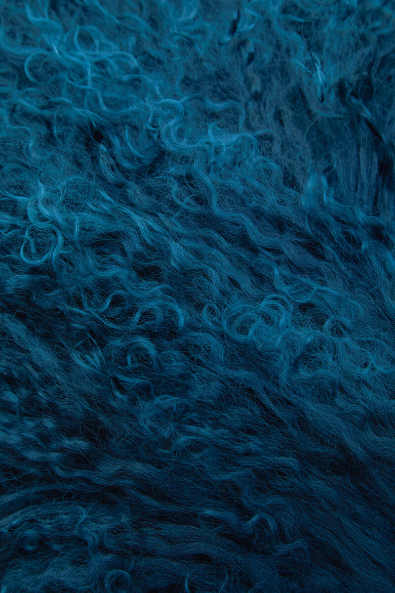Orsina Teal Mongolian Fur Rectangular Lumbar Cushion – Genuine Lamb Fur