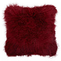 Orsina Mongolian Lamb Fur Square Cushion – Real Maroon Decorative Pillow