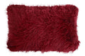 Orsina Bosie Maroon Mongolian Lamb Fur Rectangular Lumbar Cushion