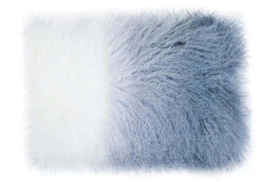 Orsina Mongolian Fur Rectangular Lumbar Cushion - Grey Ombre