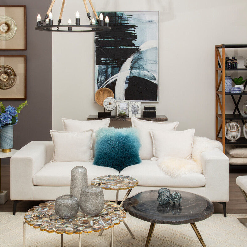 Orsina Bosie Blue Ombre Mongolian Lamb Fur Square Cushion