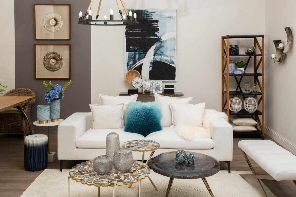 Orsina Bosie Blue Ombre Mongolian Lamb Fur Square Cushion