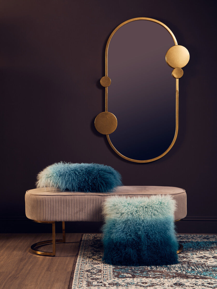 Orsina Bosie Blue Ombre Mongolian Lamb Fur Square Cushion